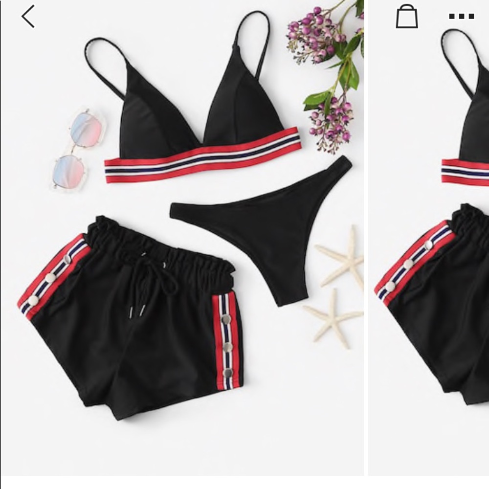 cute black bikini with matching shorts